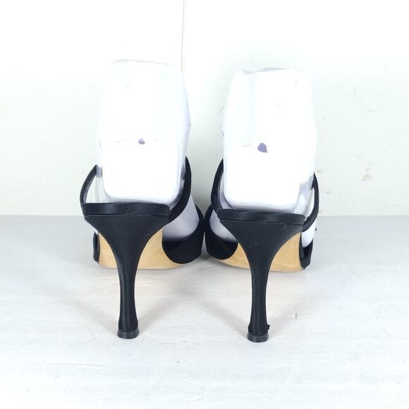 Manolo Blahnik Women's EU36 US6 Black Satin Pointed Toe Stiletto Mules Pumps - Picture 10 of 16